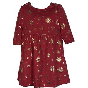 Emma & Elsa Happy Holidays Girls Red 3/4 Sleeve Dress Christmas/Star size 2T NWT